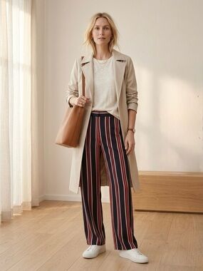 🄷&🄼 Wide cut pants in woven fabric